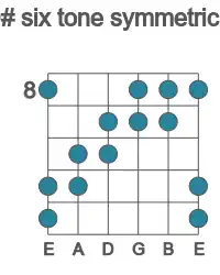 Guitar scale for six tone symmetric in position 8